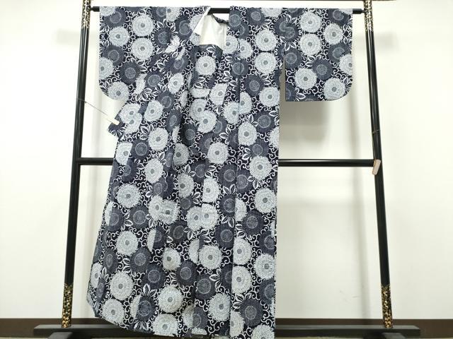 平和屋着物∴夏物 浴衣 注染 手縫い 菊唐草文 綿 逸品 CABK5502ng