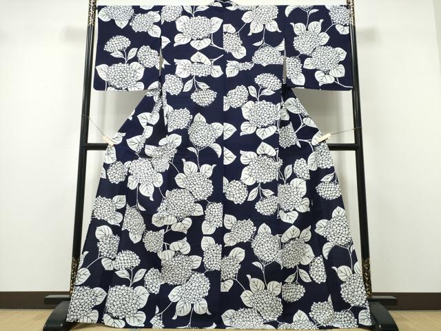 平和屋着物∴夏物 浴衣 注染 手縫い 紫陽花 綿 逸品 CABK5505ng