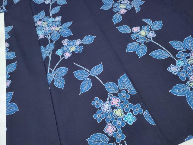 平和屋着物∴夏物 浴衣 注染 手縫い 紫陽花 アジサイ 綿 逸品 CABK5506ng
