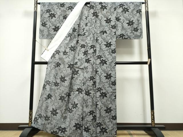 平和屋着物∴夏物 浴衣 注染 草花舞葉文 綿 逸品 CABK5515ng
