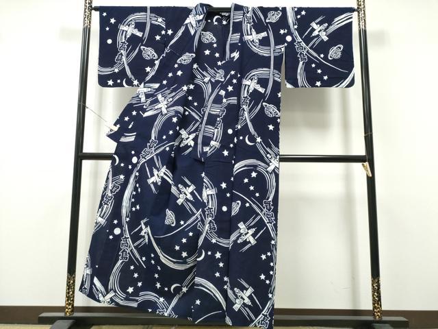 平和屋着物∴夏物 浴衣 注染 宇宙 文字文 松坂屋扱い 綿 逸品 CABK5517ng