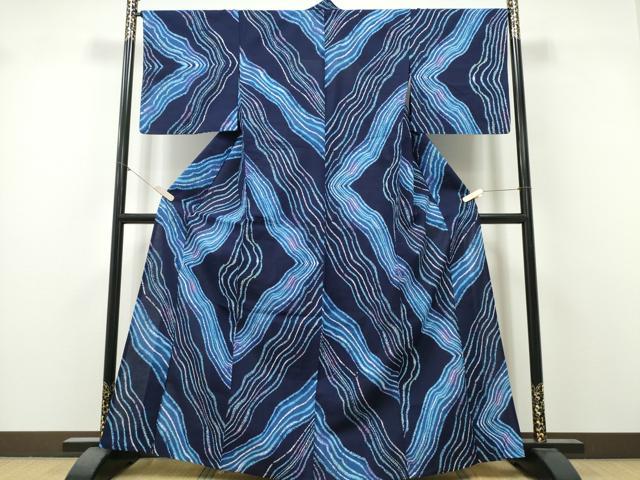 平和屋着物∴夏物 浴衣 注染 手縫い 流水文様 綿 逸品 CABK5519ng