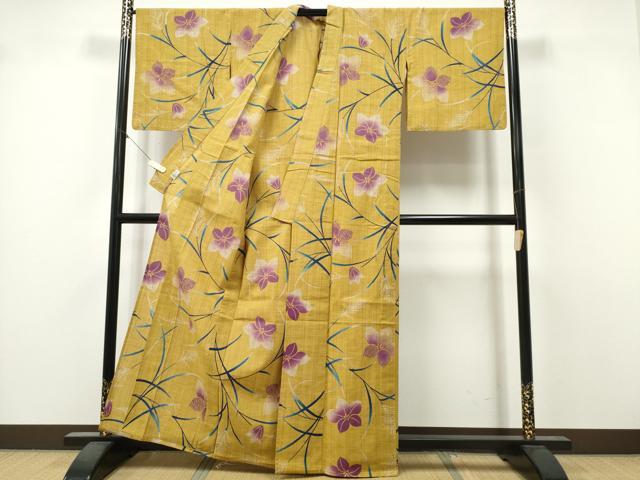 平和屋着物∴夏物 浴衣 注染 草花文 日本製 綿 逸品 CABK5522ng