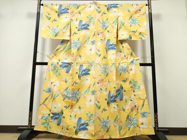 平和屋着物∴夏物 浴衣 洋花文 日本製 綿 逸品 未使用 CABK5524ng