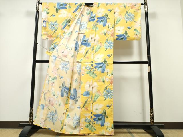 平和屋着物∴夏物 浴衣 洋花文 日本製 綿 逸品 未使用 CABK5524ng