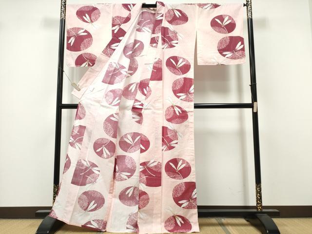 平和屋着物∴夏物 浴衣 蜻蛉 丸文 銀糸 綿 逸品 未使用 CABK5529ng