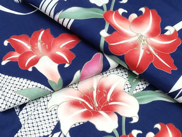 平和屋着物∴夏物 浴衣 百合 矢羽文様 綿 逸品 未使用 CABK5533ng