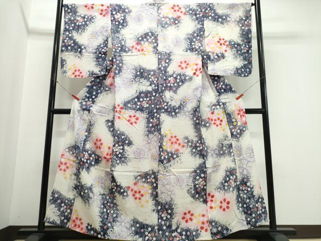 平和屋着物∴夏物 浴衣 有松鳴海絞り 霞風景花文 綿 逸品 CABK5539ng