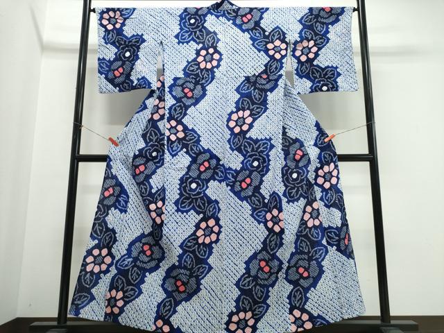 平和屋着物∴夏物 浴衣 有松鳴海絞り 舞花文 綿 逸品 CABK5541ng