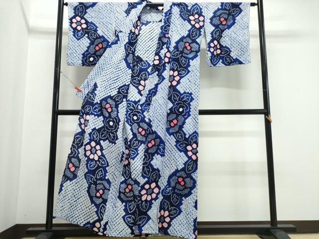 平和屋着物∴夏物 浴衣 有松鳴海絞り 舞花文 綿 逸品 CABK5541ng