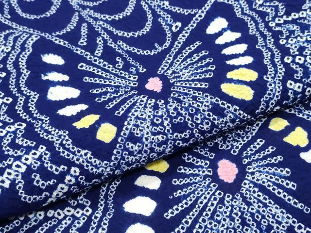 平和屋着物∴夏物 浴衣 有松鳴海絞り 舞蝶文 綿 逸品 CABK5545ng