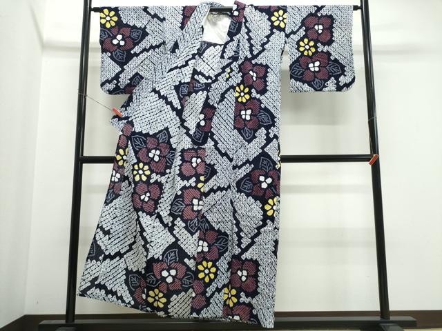 平和屋着物∴夏物 浴衣 有松鳴海絞り 枝花文 綿 逸品 CABK5546ng