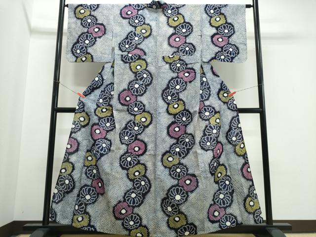 平和屋着物∴夏物 浴衣 有松鳴海絞り 舞菊文 綿 逸品 CABK5549ng