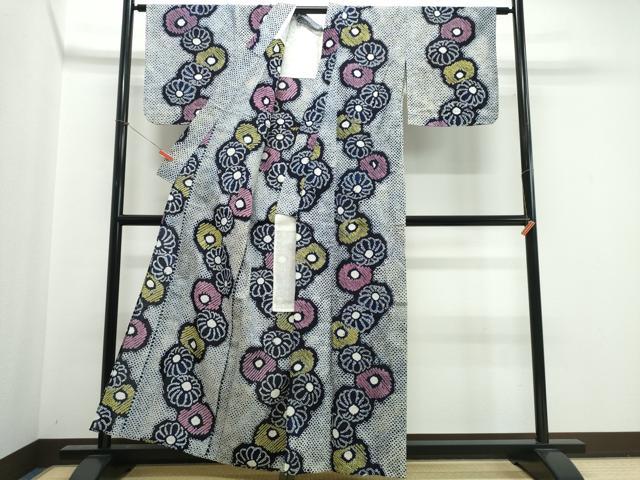 平和屋着物∴夏物 浴衣 有松鳴海絞り 舞菊文 綿 逸品 CABK5549ng