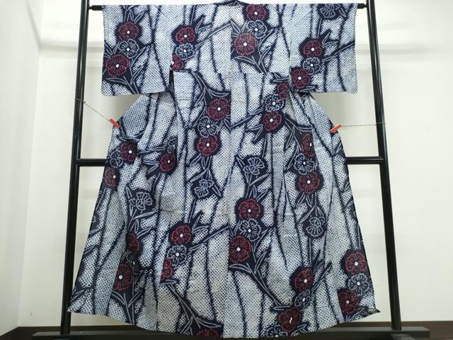 平和屋着物∴夏物 浴衣 有松鳴海絞り 草花文 綿 逸品 CABK5556ng