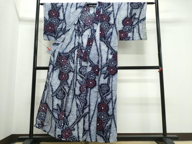 平和屋着物∴夏物 浴衣 有松鳴海絞り 草花文 綿 逸品 CABK5556ng