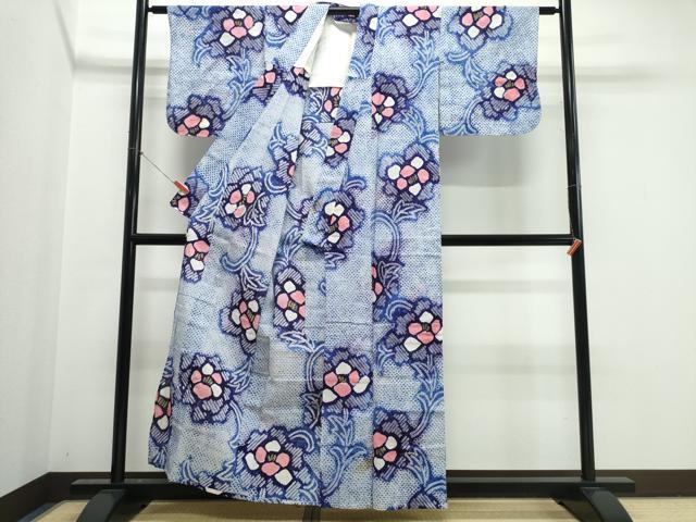 平和屋着物∴夏物 浴衣 有松鳴海絞り 花唐草文 綿 逸品 CABK5557ng