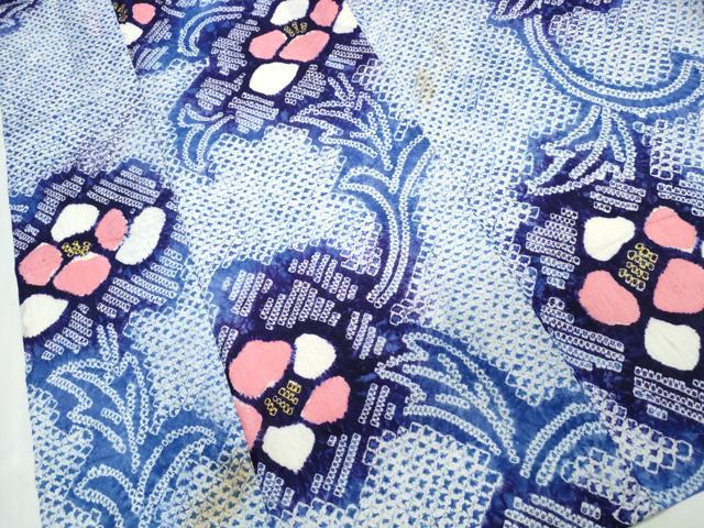 平和屋着物∴夏物 浴衣 有松鳴海絞り 花唐草文 綿 逸品 CABK5557ng
