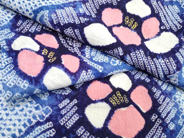 平和屋着物∴夏物 浴衣 有松鳴海絞り 花唐草文 綿 逸品 CABK5557ng