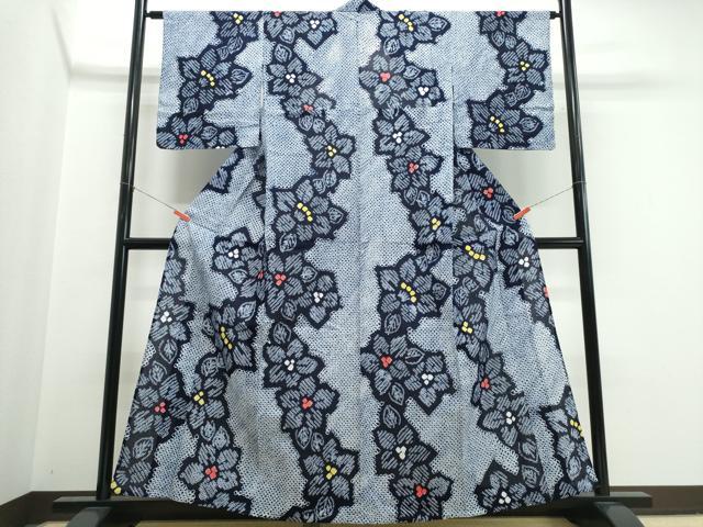 平和屋着物∴夏物 浴衣 有松鳴海絞り 舞花文 綿 逸品 未使用 CABK5563ng