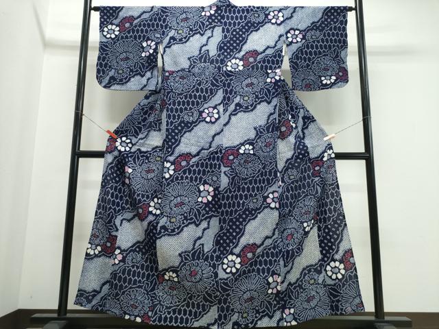 平和屋着物∴夏物 浴衣 有松鳴海絞り 道長吉祥花文 綿 逸品 CABK5564ng