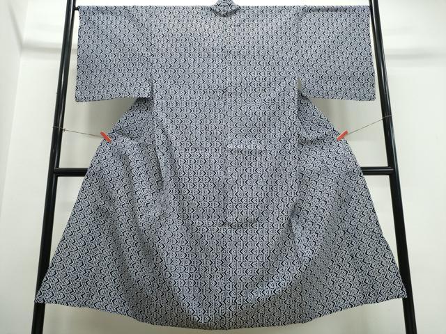 平和屋着物∴夏物 男性 浴衣 注染 手縫い 幾何学文様 綿 逸品 CABK5574ng