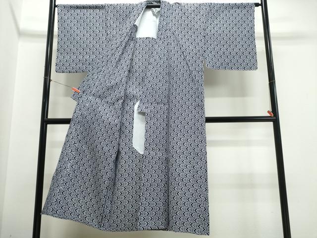 平和屋着物∴夏物 男性 浴衣 注染 手縫い 幾何学文様 綿 逸品 CABK5574ng