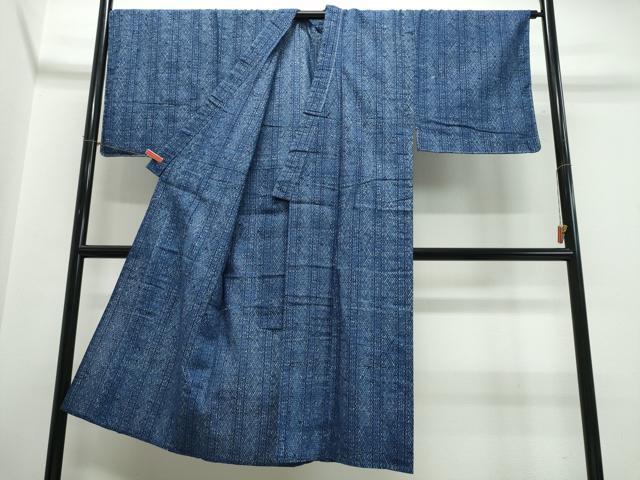 平和屋着物∴夏物 男性 浴衣 注染 手縫い 石畳文様 綿 逸品 未使用 CABK5577ng