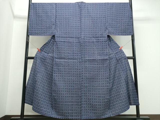 平和屋着物∴夏物 男性 浴衣 注染 手縫い 格子花文 綿 逸品 CABK5581ng