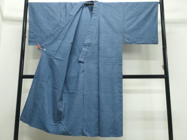 平和屋着物∴夏物 男性 浴衣 両面染 縞 西武扱い 綿 逸品 CABK5586ng