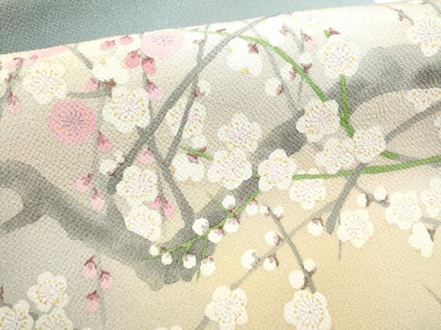 平和屋着物●九寸名古屋帯 作家物 枝梅文 鬼しぼ縮緬 正絹 逸品 CABK5608hy
