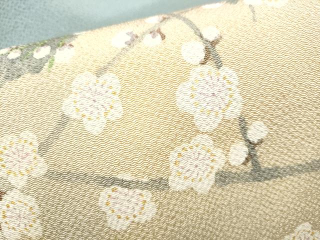 平和屋着物●九寸名古屋帯 作家物 枝梅文 鬼しぼ縮緬 正絹 逸品 CABK5608hy