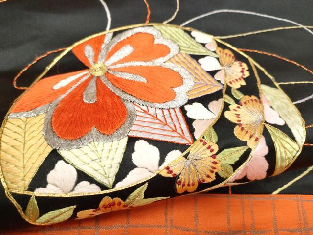 平和屋着物●九寸名古屋帯 総刺繍 駒刺繍 花毬文 金銀糸 正絹 逸品 CABK5619hy