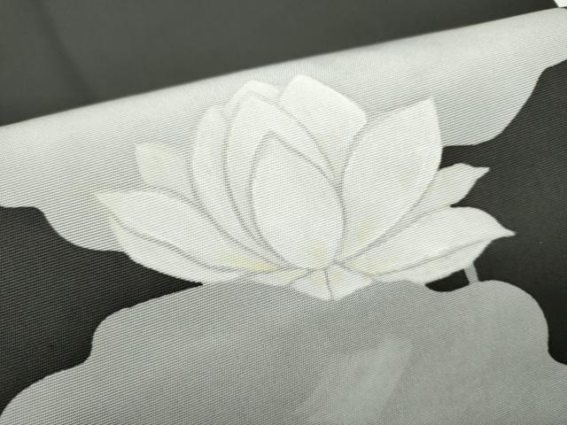 平和屋着物●塩瀬 九寸名古屋帯 ろうけつ染 舞花文 黒地 正絹 逸品 CABK5622hy