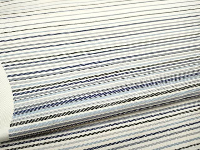 平和屋着物●六通柄 京袋帯 藍 横段文 正絹 逸品 CABK5626hy
