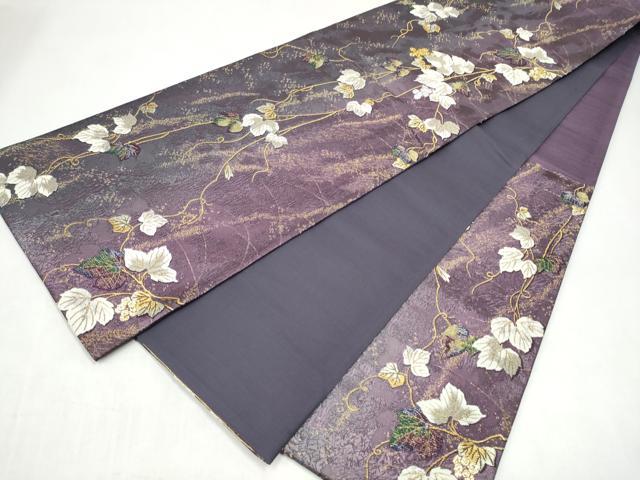 平和屋着物●六通柄袋帯 葡萄蔦の葉文 金銀糸 やまと誂製 正絹 逸品 CABK5641hy