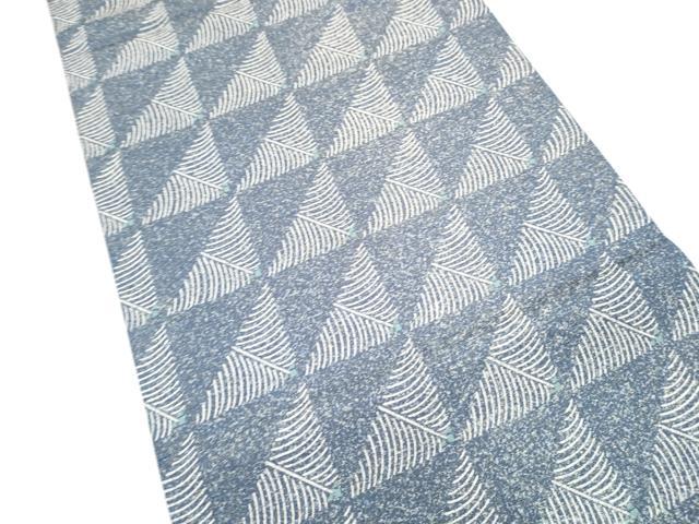 平和屋着物●両面 全通柄袋帯 市松松葉文 銀通し地 正絹 逸品 CABK5643hy