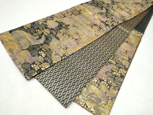 平和屋着物●六通柄袋帯 手ばた織 衣織部 金糸 正絹 逸品 CABK5655hy