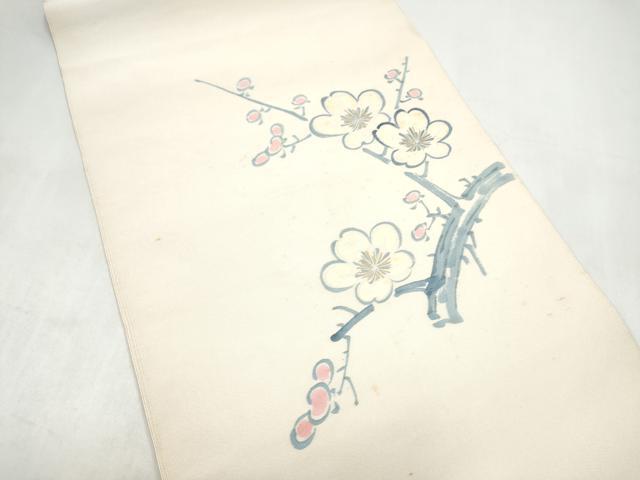 平和屋着物●人間国宝 森口華弘 蒔糊友禅 蒔糊散らし 爪搔き本綴れ 八寸名古屋帯 枝梅文 正絹 逸品 CABK5667hy