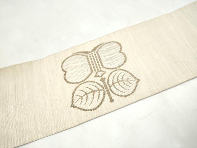 平和屋着物●八寸名古屋帯 紬地 遠州椿 銀糸 正絹 逸品 CABK5672hy