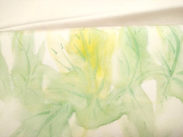 平和屋着物●東京友禅 熊谷好博子 塩瀬 九寸名古屋帯 手描き 草花文 金銀彩 正絹 逸品 CABK5675hy