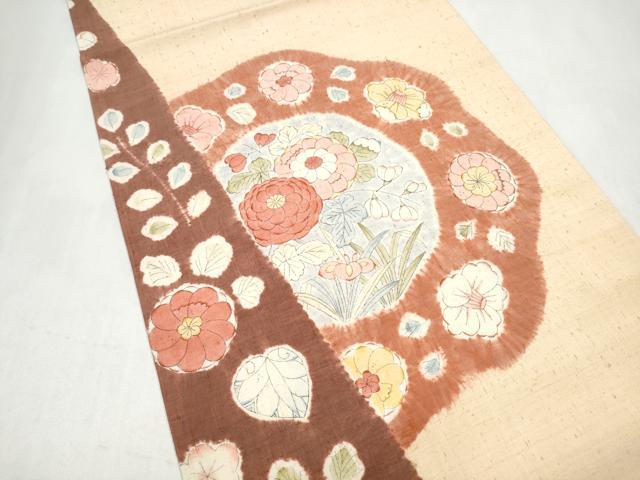 平和屋着物●九寸名古屋帯 紬地 辻が花 正絹 逸品 CABK5676hy