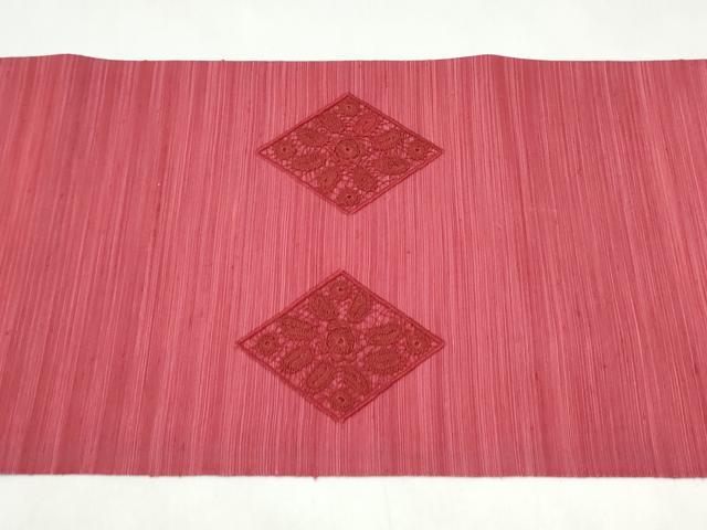 平和屋着物●爪搔き本綴れ 八寸名古屋帯 ドロンワーク 菱花文 正絹 逸品 CABK5683hy