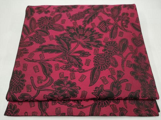 平和屋着物●両面 六通柄 本袋帯 枝花文 正絹 逸品 CABK5684hy