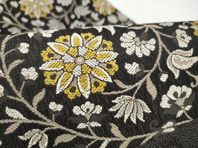 平和屋着物●九寸名古屋帯 花唐草文 銀糸 正絹 逸品 CABK5688hy