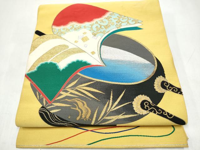 平和屋着物●爪搔き本綴れ 八寸名古屋帯 冊子唐草文 金銀糸 一重帯 長尺 正絹 逸品 CABK5690hy