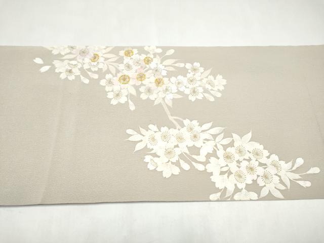 平和屋着物●中国三大刺繍 相良刺繍 枝桜文 金彩 鬼しぼ縮緬 名古屋帯 正絹 逸品 CABK5691hy