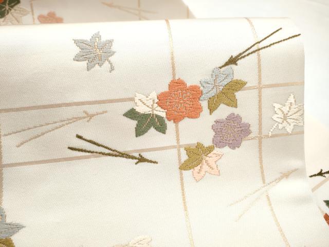 平和屋着物●九寸名古屋帯 唐織 草花文 金糸 正絹 逸品 CABK5705hy