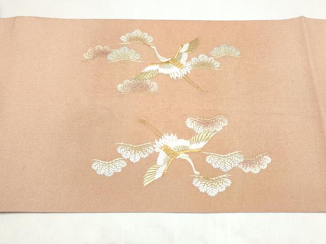 平和屋着物●太鼓柄袋帯 刺繍 綴れ 飛鶴浜松文 金銀彩 正絹 逸品 CABK5710hy