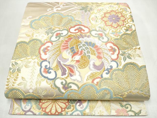 平和屋着物●六通柄袋帯 唐織 松竹梅花文 金銀糸 正絹 逸品 CABK5715hy